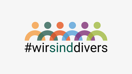 Logo einer Veranstaltung mit bunten Icons von Personen.